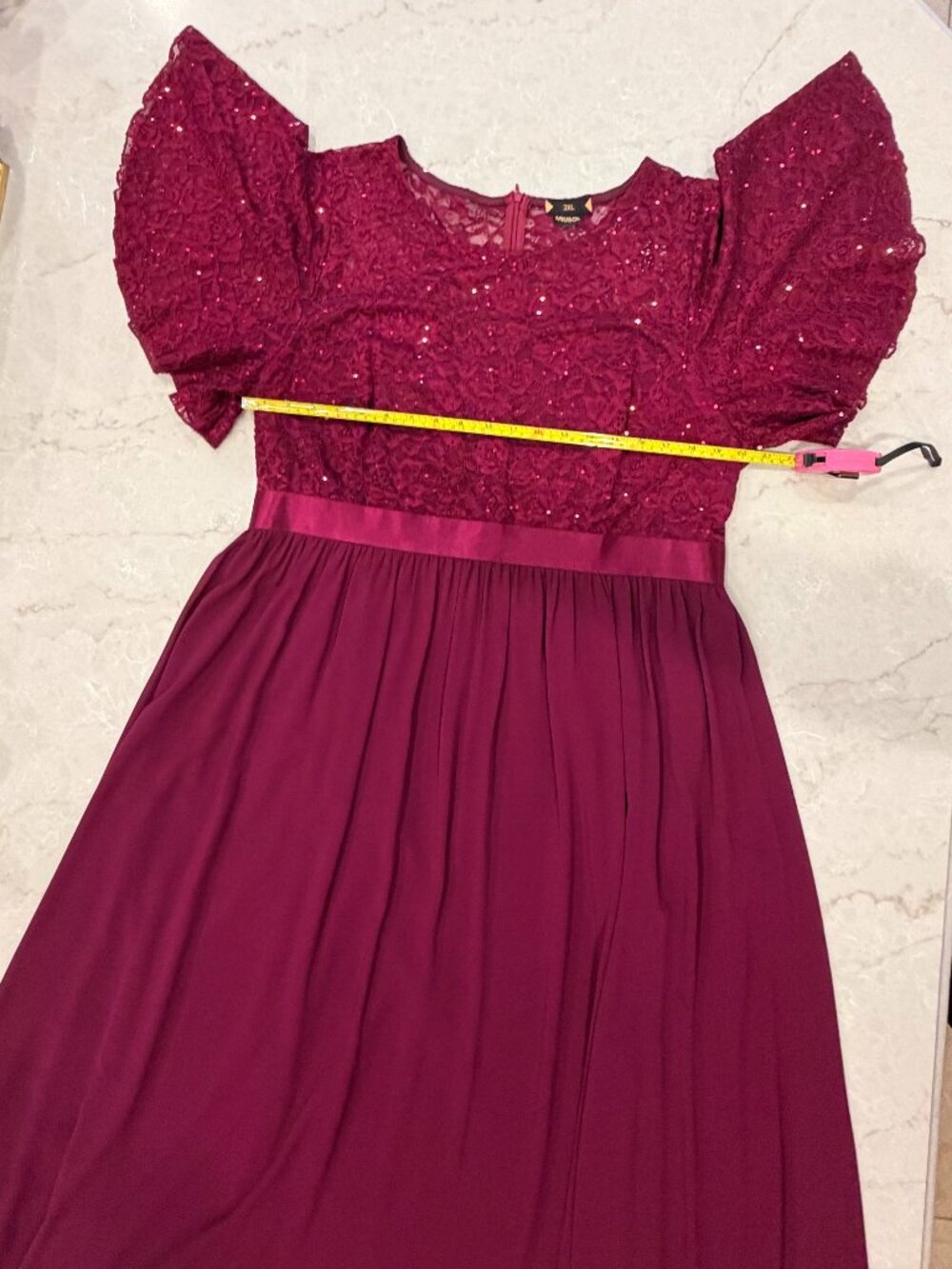 Miusol Wine Colored Evening Gown - Picture 3 of 8